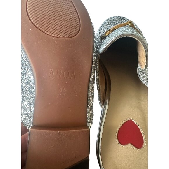 ARQA Womens Silver Glitter Loafer Mules Size 36/6 - Picture 9 of 9